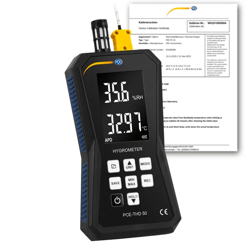 Oro kokybės matuoklis PCE-THD 50-ICA su ISO kalibravimo sertifikatu