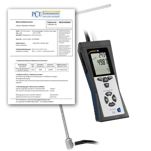 Srauto matuoklis PCE-HVAC 2-ICA su ISO kalibravimo sertifikatu