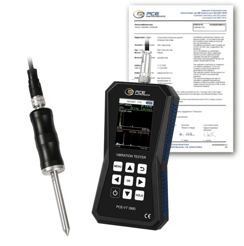 Vibracijos matuoklis PCE-VT 3900S-ICA su ISO kalibravimo sertifikatu