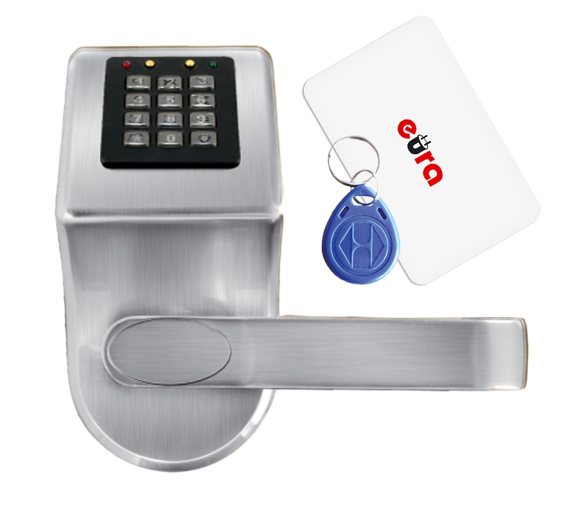 Elektroninė durų spyna su RFID kortelių skaitytuvu ir kodiniu užraktu ELH-70B9 / sidabrinė (valdymo dalis)