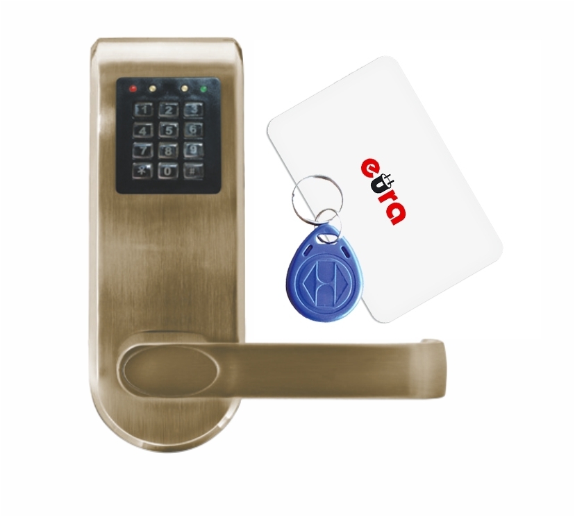 Elektroninė durų spyna su RFID kortelių skaitytuvu ir kodiniu užraktu ELH-72B9 / ruda (valdymo dalis)