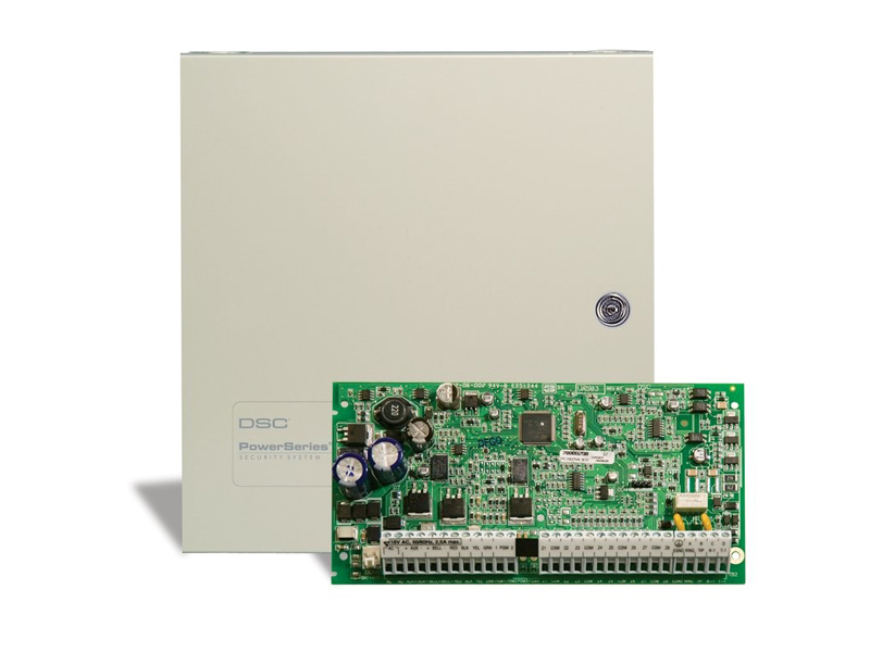 Apsaugos signalizacijos centralė DSC PC1832 
8 zonų apsaugos signalizacijos centralė (su galimybe išplėsti iki 32 zonų), 2 PGM išvestys, palaiko iki 8 klaviatūrų. 4 particijos, šabloninis programavimas, 72 vartotojų kodai, 500 įvykių atmintis. 
Palaiko belaides klaviatūras su TR5164-433 radijo imtuvu. Taip pat palaiko bevielius CO detektorius.
