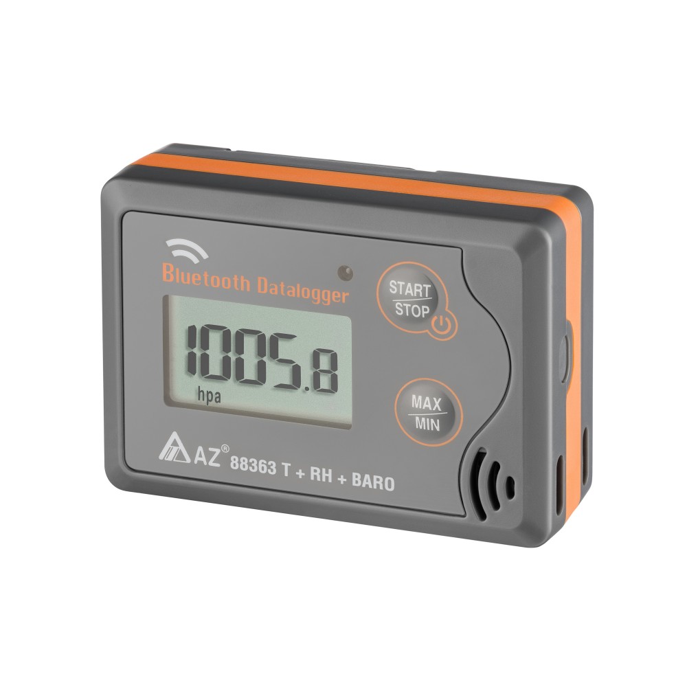 Temperatūros, drėgmės ir barometrinio slėgio duomenų kaupiklis AZ 88363 su Bluetooth