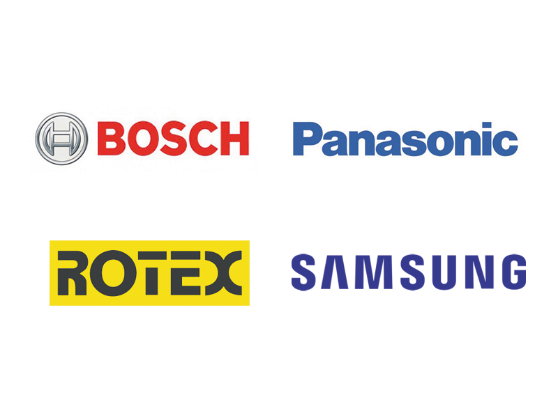 Žinomų gamintojų šilumos siurbliai oras-vanduo  
Be Bosch šilumos siurblių, taip pat parduodame Panasonic, Rotex, Samsung šilumos siurblius. Galime pasiūlyti platų įrangos pasirinkimą - nuo nedidelio pajėgumo (4 kW) iki galingesnių įrenginių (17 kW). Mūsų kataloge rasite virš 50 modelių, skirtų įvairaus dydžio namų, kotedžų, sodybų ir kitų objektų šildymui. 
Esame tikri, kad surasime efektyviausią sprendimą jūsų patalpų šildymui.