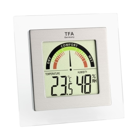 Termometras-higrometras su komforto lygio indikatoriumi su metrologine patikra TFA 30-5023M