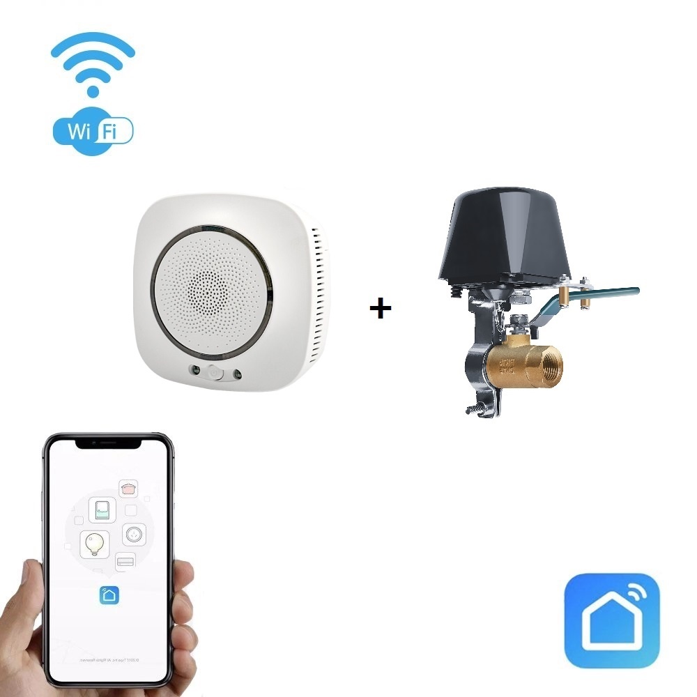 Išmanaus dujų nuotėkio jutiklio ir valdiklio komplektas Wi-Fi SmartHome