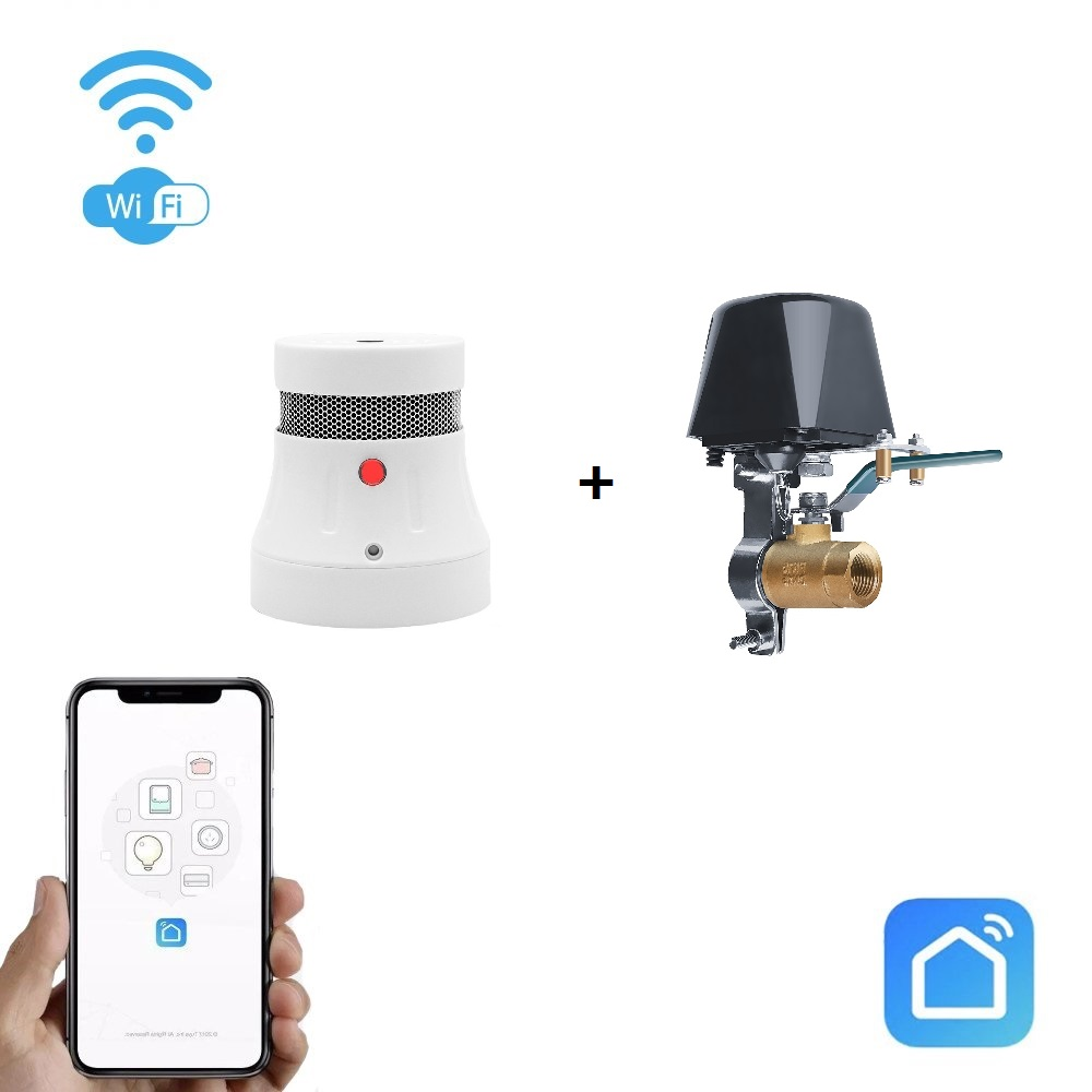 Išmanaus dūmų nuotėkio jutiklio ir valdiklio komplektas Wi-Fi SmartHome
