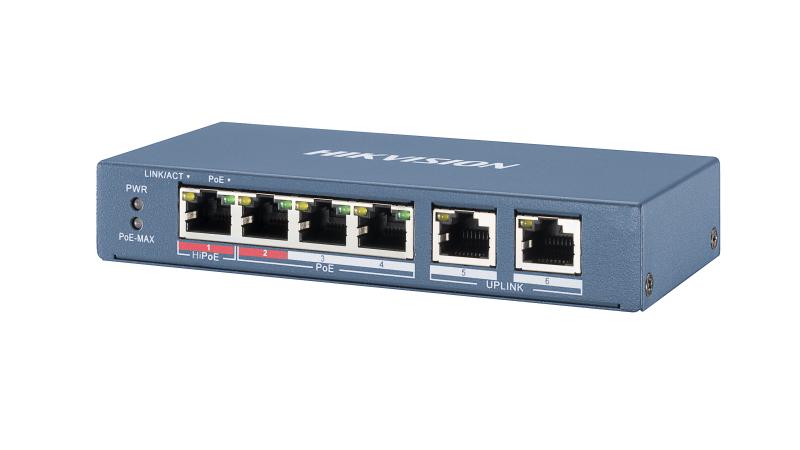 Hikvision DS-3E0106HP-E 6 prievadų komutatorius su PoE funkcija