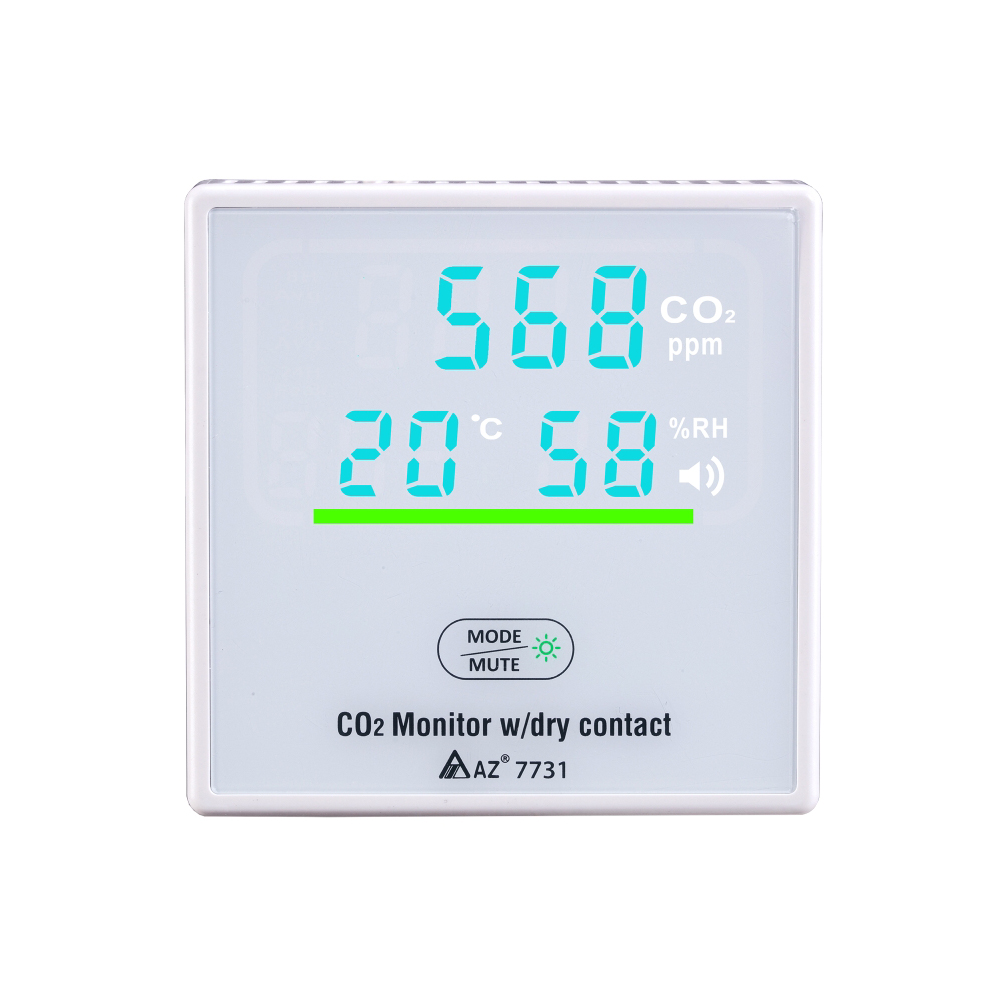 CO₂, temperatūros ir drėgmės valdiklis su relė AZ 7731