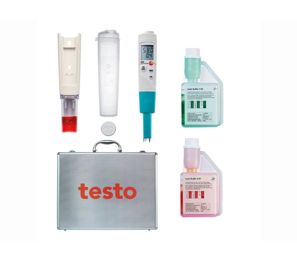 Testo 206 pH1 matavimo rinkinys (skysčių temperatūrai ir pH)