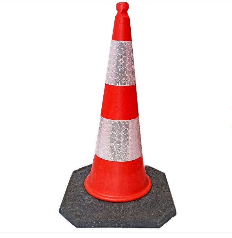 Šviesą atspindintis kelio kūgis su pagrindu, 100 cm (PVC)