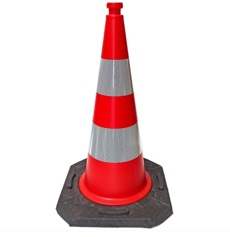 Šviesą atspindintis kelio kūgis su pagrindu, 50 cm (PVC)