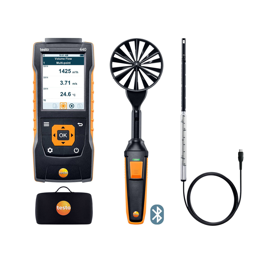 Multifunkcinis anemometras su metrologine patikra Testo 440 Air Flow ComboKit 1 / 0563 4406-MP