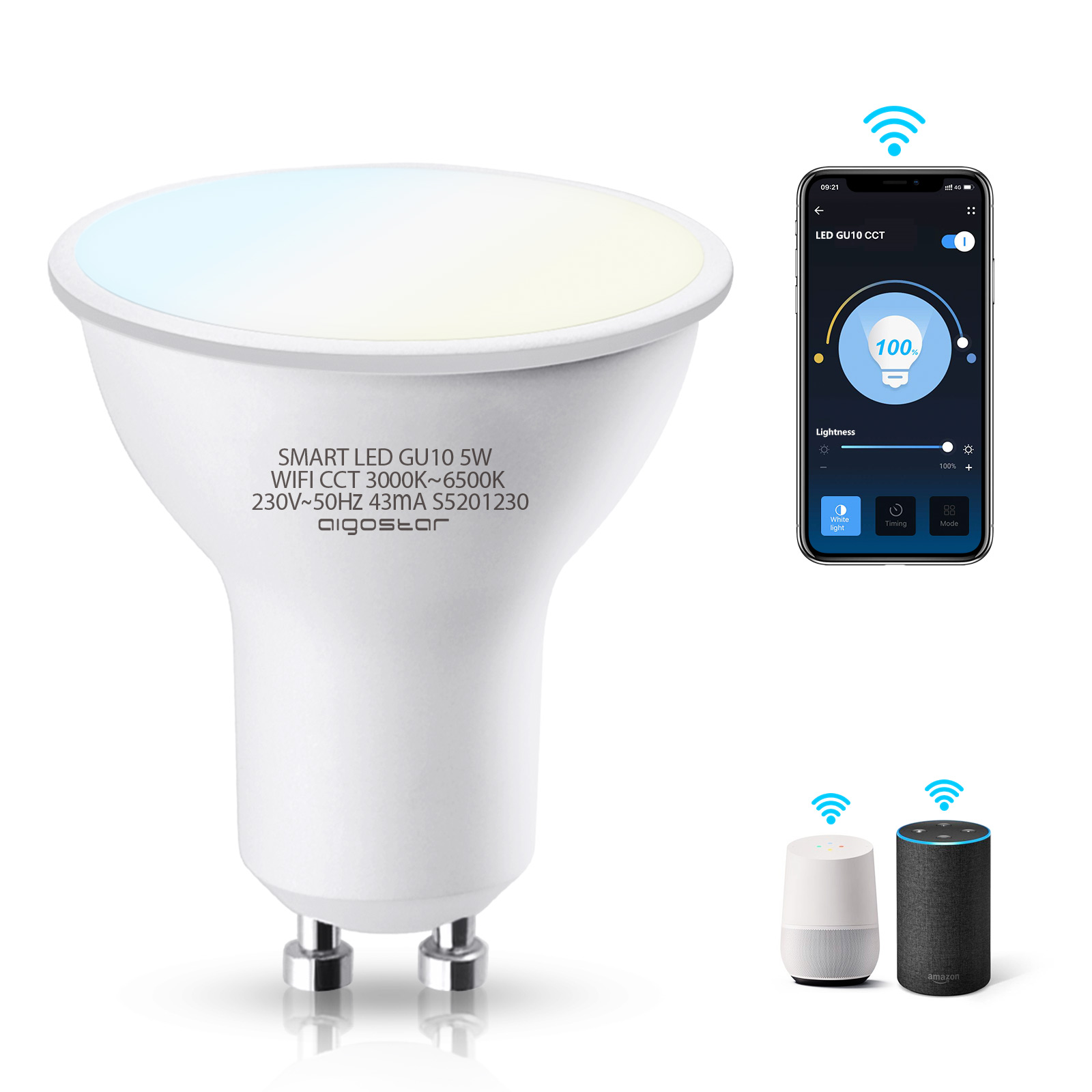 Išmanioji lemputė SMART LED GU10 5W WIFI CCT